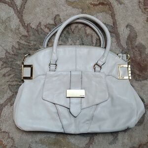 La Victoire white hinge satchel